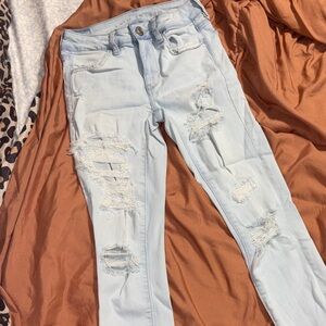 American Eagle Light Blue Distressed Women Jeans